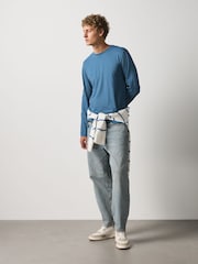 Mid Blue Regular Fit Long Sleeve Crew Neck T-Shirt - Image 2 of 7