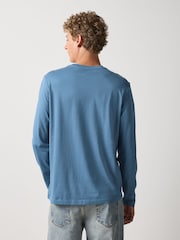 Mid Blue Regular Fit Long Sleeve Crew Neck T-Shirt - Image 3 of 7