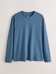 Mid Blue Regular Fit Long Sleeve Crew Neck T-Shirt - Image 5 of 7