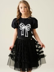 Angel & Rocket Black Sallie Asymmetric Mesh Skirt - Image 4 of 6