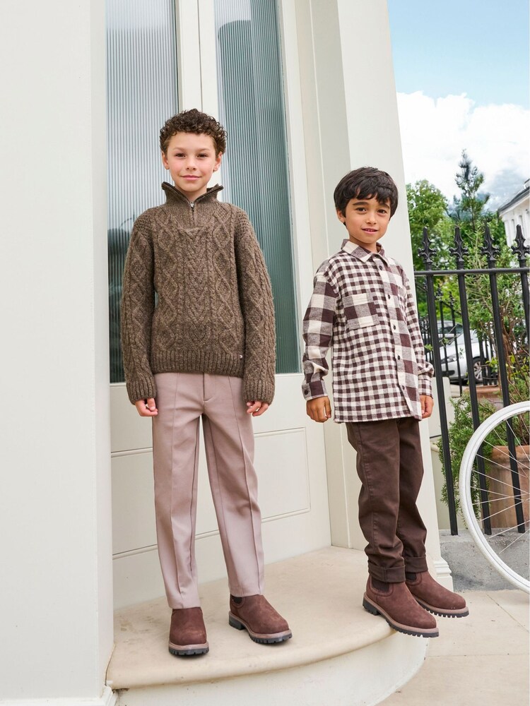 Angel & Rocket Brown Colin Zip Neck Knit Jumper - Image 2 of 6
