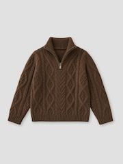 Angel & Rocket Brown Colin Zip Neck Knit Jumper - Image 5 of 6