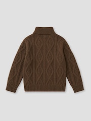 Angel & Rocket Brown Colin Zip Neck Knit Jumper - Image 6 of 6