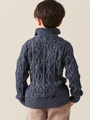 Angel & Rocket Blue Colin Zip Neck Tweed Knit Jumper - Image 2 of 4