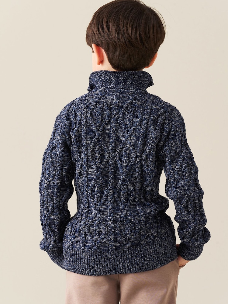 Angel & Rocket Blue Colin Zip Neck Tweed Knit Jumper - Image 2 of 4 Angel & Rocket Blue Colin Zip Neck Tweed Knit Jumper - Image 2 of 4