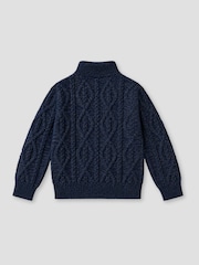 Angel & Rocket Blue Colin Zip Neck Tweed Knit Jumper - Image 4 of 4
