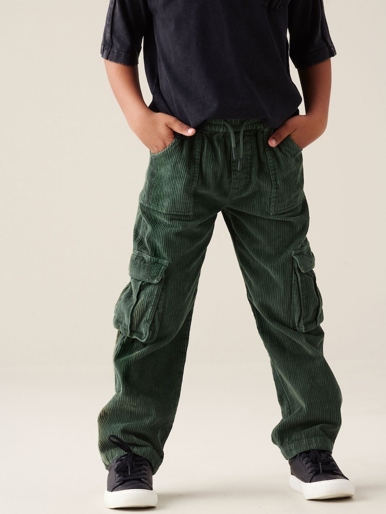 Angel & Rocket Green Luke Washed Cord Wide Leg Joggers - Image 1 of 6