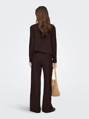 JDY Brown Pull On Wide Leg Trousers With Linen - Image 2 of 6
