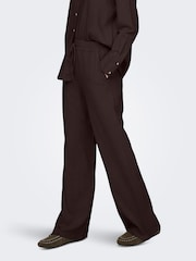 JDY Brown Pull On Wide Leg Trousers With Linen - Image 3 of 6