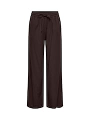 JDY Brown Pull On Wide Leg Trousers With Linen - Image 5 of 6