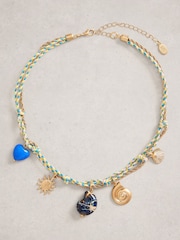 White Stuff Blue Santorini Charm Cord Necklace - Image 1 of 2