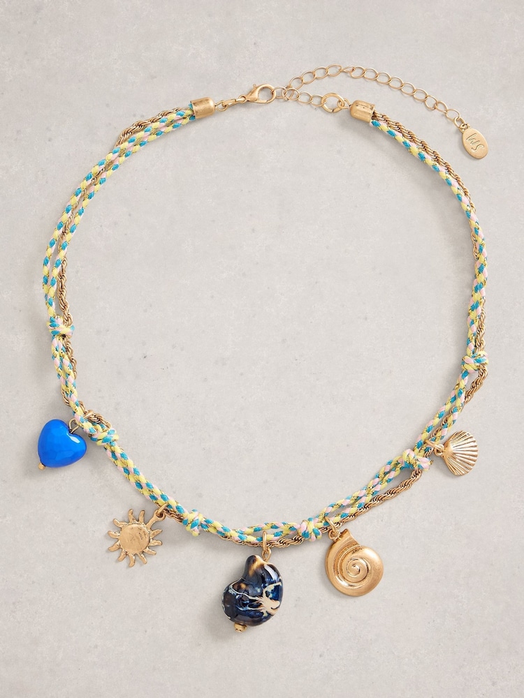 White Stuff Blue Santorini Charm Cord Necklace - Image 1 of 2 White Stuff Blue Santorini Charm Cord Necklace - Image 1 of 2