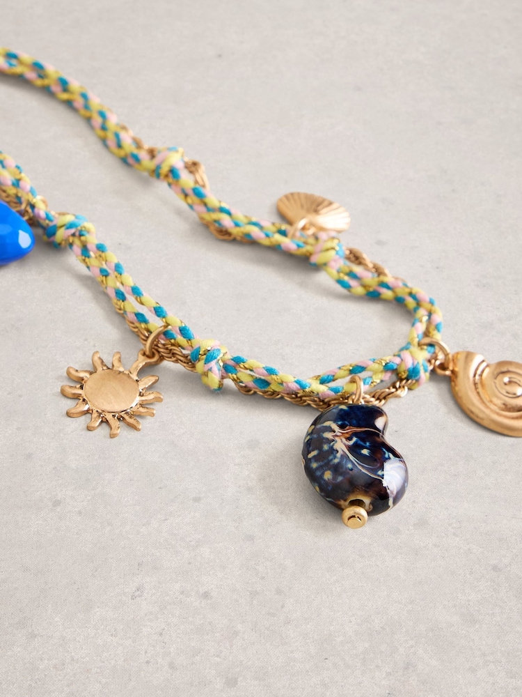 White Stuff Blue Santorini Charm Cord Necklace - Image 2 of 2 White Stuff Blue Santorini Charm Cord Necklace - Image 2 of 2