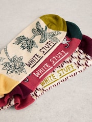 White Stuff Red Tile Print Trainer Socks 3 Pack - Image 2 of 2