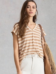 White Stuff Brown Ella Lace T-Shirt - Image 1 of 6