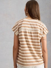 White Stuff Brown Ella Lace T-Shirt - Image 4 of 6