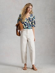 White Stuff Blue Fern Linen Top - Image 3 of 6