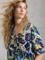 White Stuff Blue Fern Linen Top - Image 4 of 6