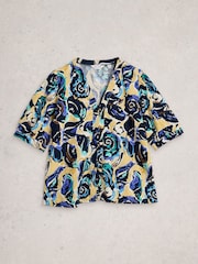 White Stuff Blue Fern Linen Top - Image 5 of 6