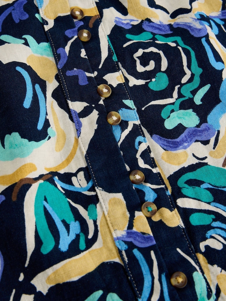 White Stuff Blue Fern Linen Top - Image 6 of 6