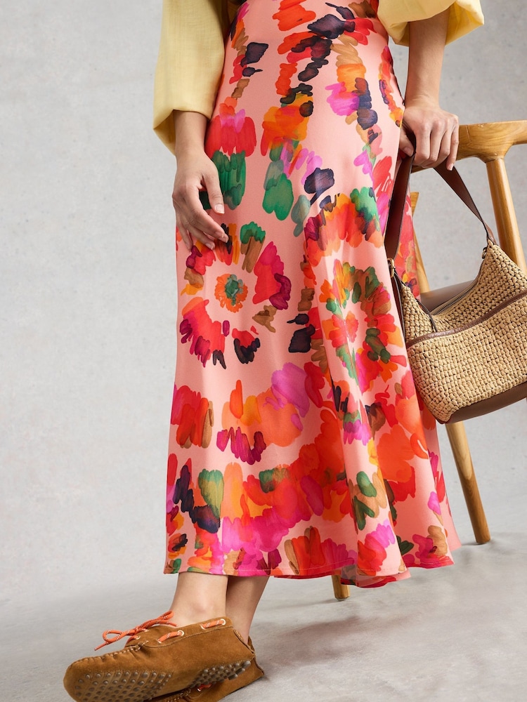 White Stuff Pink Floral Hope Bias Cut Maxi Skirt - Image 1 of 6 White Stuff Pink Floral Hope Bias Cut Maxi Skirt - Image 1 of 6