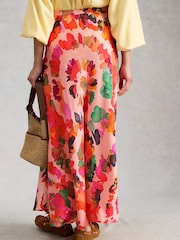 White Stuff Pink Floral Hope Bias Cut Maxi Skirt - Image 2 of 6