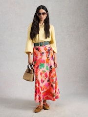 White Stuff Pink Floral Hope Bias Cut Maxi Skirt - Image 3 of 6