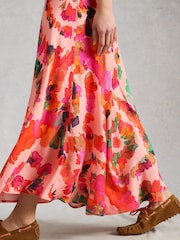 White Stuff Pink Floral Hope Bias Cut Maxi Skirt - Image 4 of 6