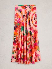 White Stuff Pink Floral Hope Bias Cut Maxi Skirt - Image 5 of 6