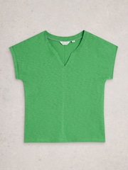 White Stuff Green Nelly Notch Neck Tee - Image 5 of 6
