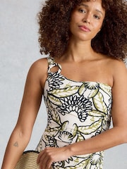 White Stuff White Ivy One Shoulder Swimsuit - Image 3 of 6