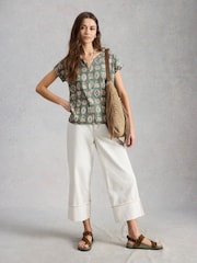 White Stuff Green Nelly Notch Neck T-Shirt - Image 4 of 6