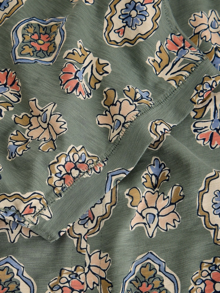 White Stuff Green Nelly Notch Neck T-Shirt - Image 6 of 6 White Stuff Green Nelly Notch Neck T-Shirt - Image 6 of 6