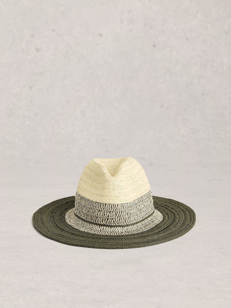 White Stuff Green Colour Block Fedora - Image 1 of 2