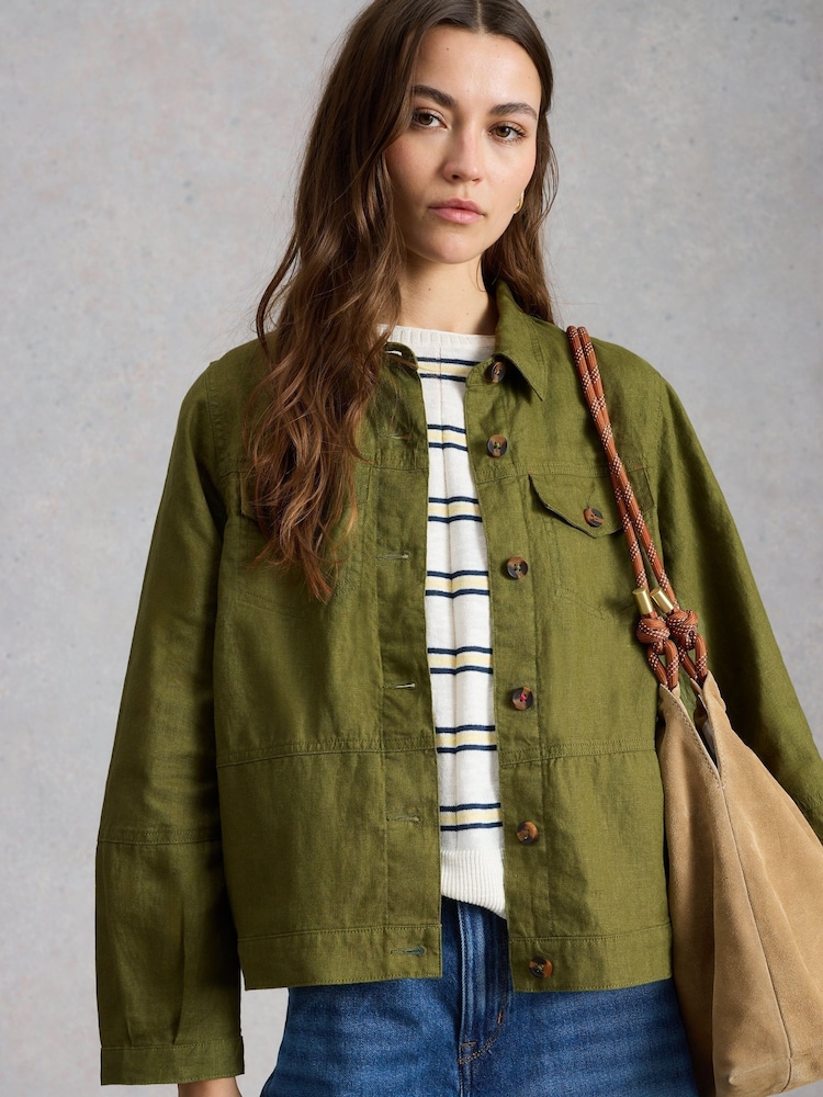 White Stuff Green Camille Linen Jacket - Image 2 of 6