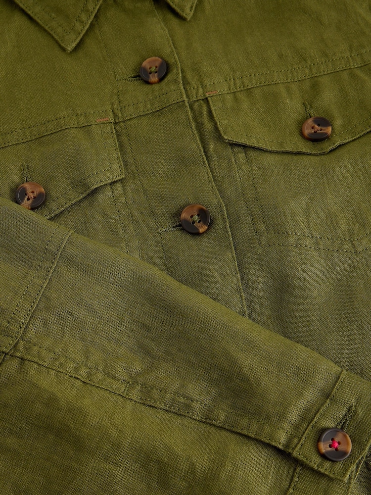 White Stuff Green Camille Linen Jacket - Image 6 of 6