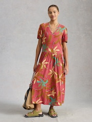 White Stuff Coral Pink Leah Jersey Dress - Image 1 of 6