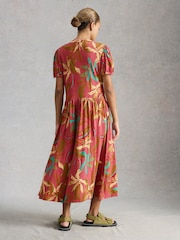 White Stuff Coral Pink Leah Jersey Dress - Image 2 of 6