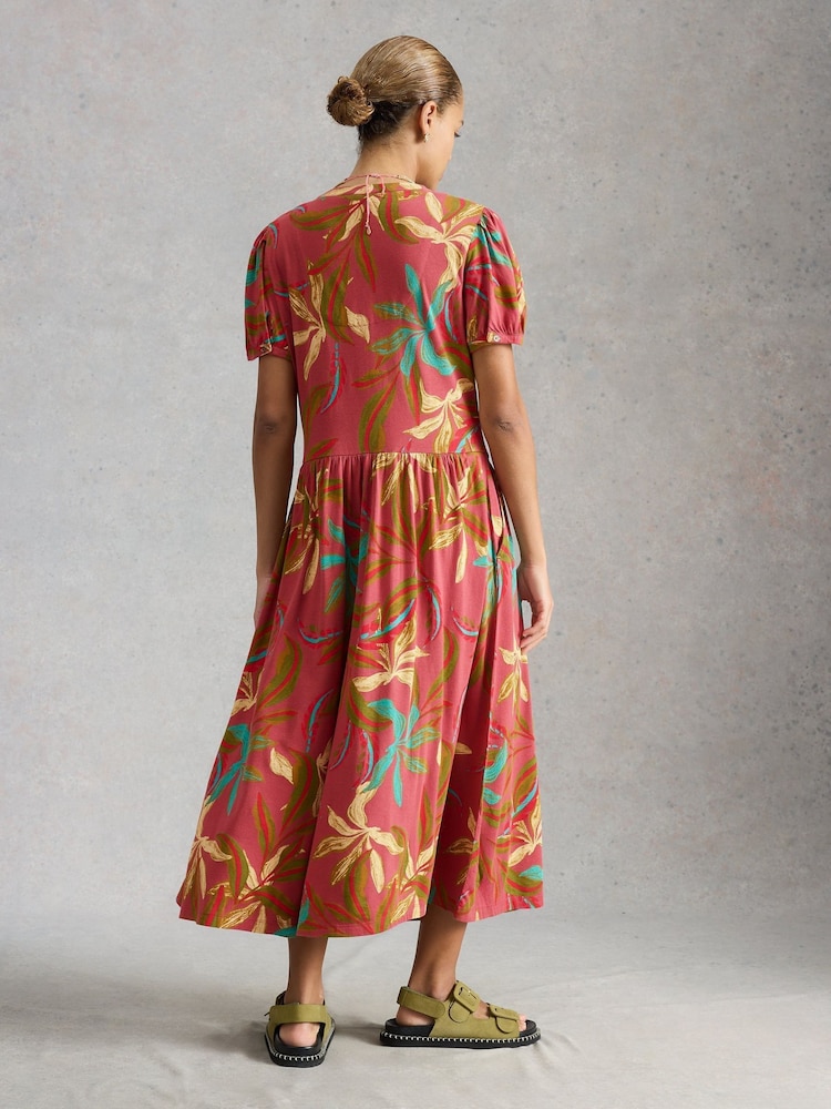 White Stuff Coral Pink Leah Jersey Dress - Image 2 of 6