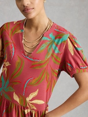 White Stuff Coral Pink Leah Jersey Dress - Image 3 of 6