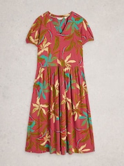 White Stuff Coral Pink Leah Jersey Dress - Image 5 of 6