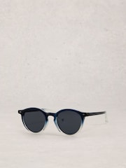 White Stuff Dark Blue Preppy Round Sunglasses - Image 2 of 4