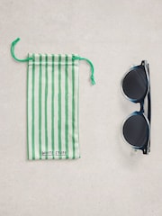 White Stuff Dark Blue Preppy Round Sunglasses - Image 3 of 4