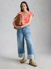 White Stuff Red Fliss Floral Top - Image 1 of 6