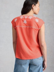 White Stuff Red Fliss Floral Top - Image 3 of 6