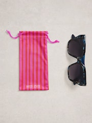 ブルー - White Stuffオーバーサイズキャットアイサングラス - 画像 3 / 4