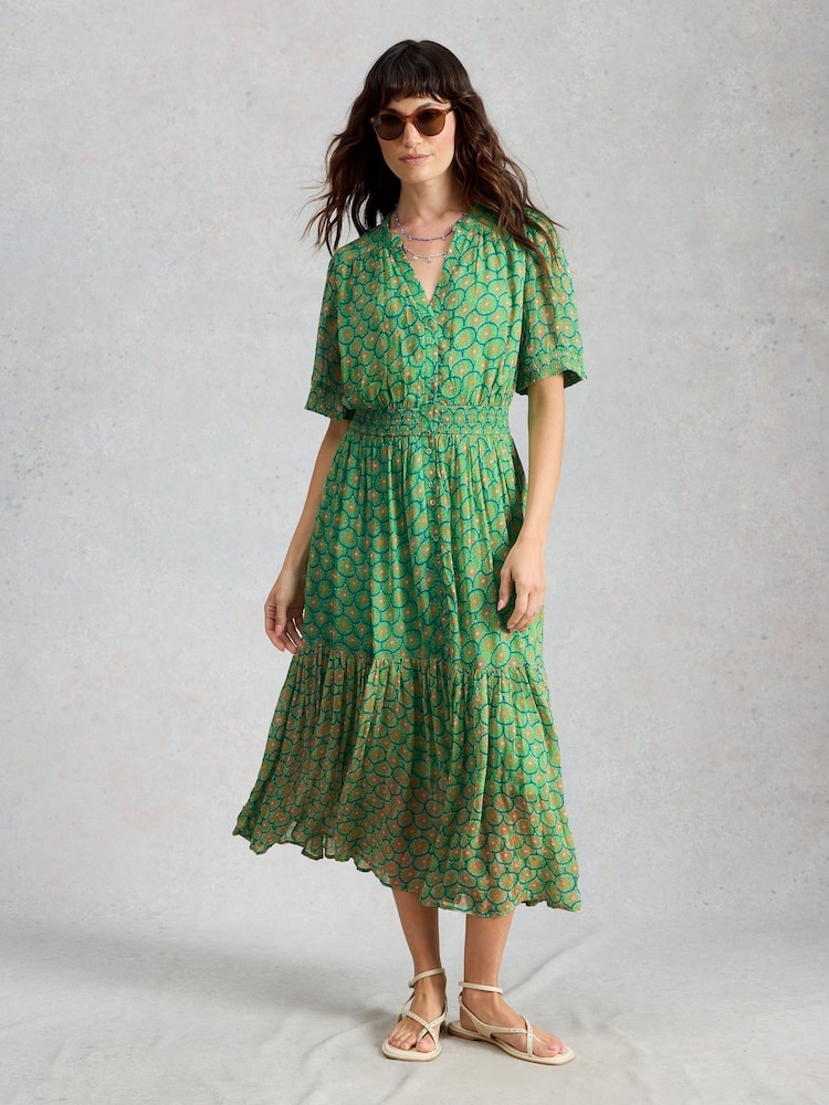 White Stuff Green Yuki Midi Dress - Image 1 of 6