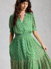 White Stuff Green Yuki Midi Dress - Image 3 of 6