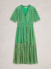 White Stuff Green Yuki Midi Dress - Image 5 of 6