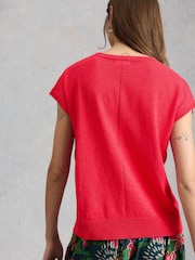 White Stuff Pink Nova Linen Blend T-Shirt - Image 2 of 6